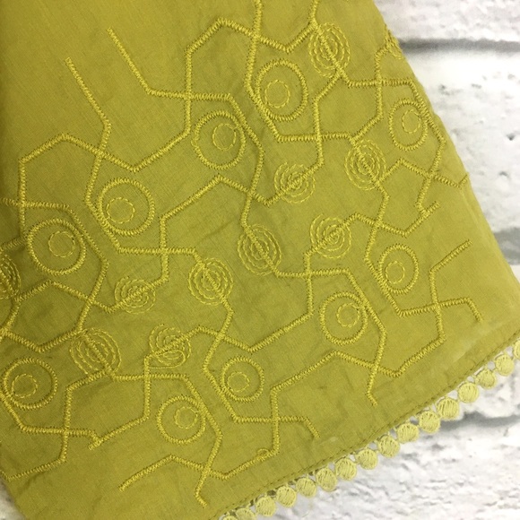Esley 100% Cotton Embroidered Green Blouse Sz M - Picture 5 of 5